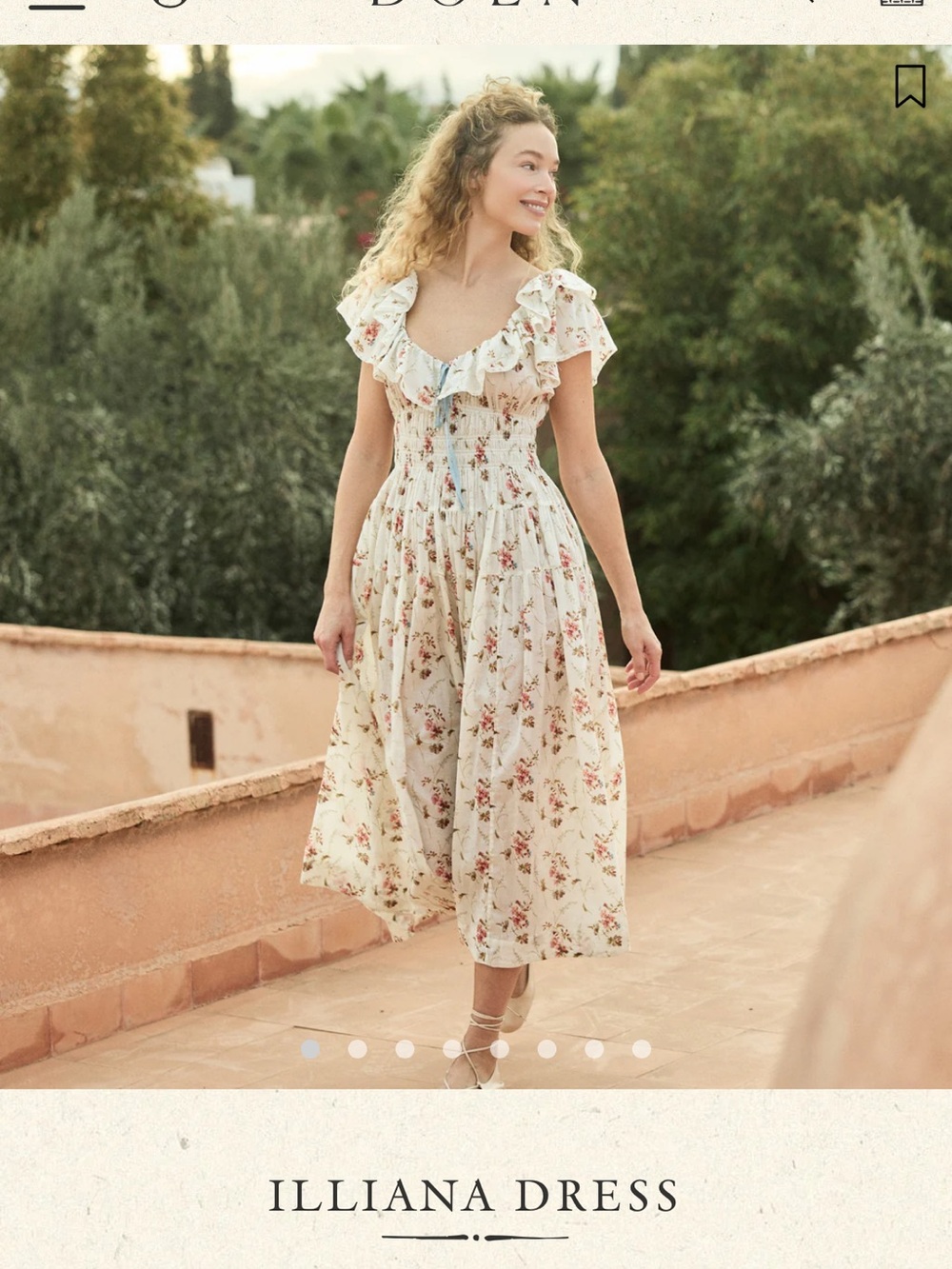 Illiana Floral Ruffle Midi Dress - Cream
